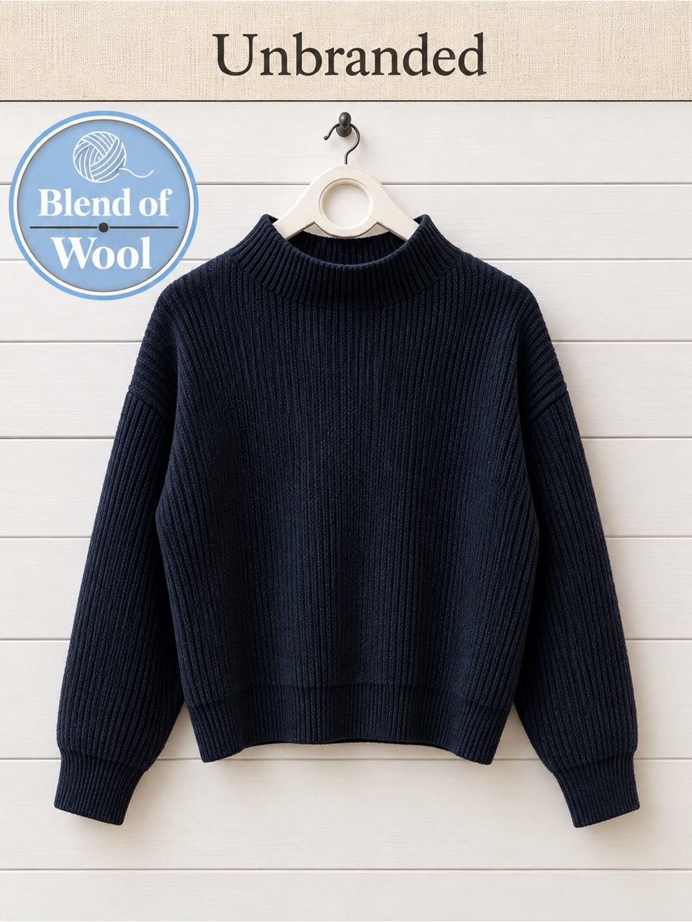 Black Merino Wool Blend Sweater – Estimated Size M/L